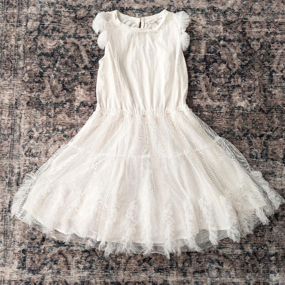 J Crew Crewcuts ivory embellished tulle special occasion dress, size 12